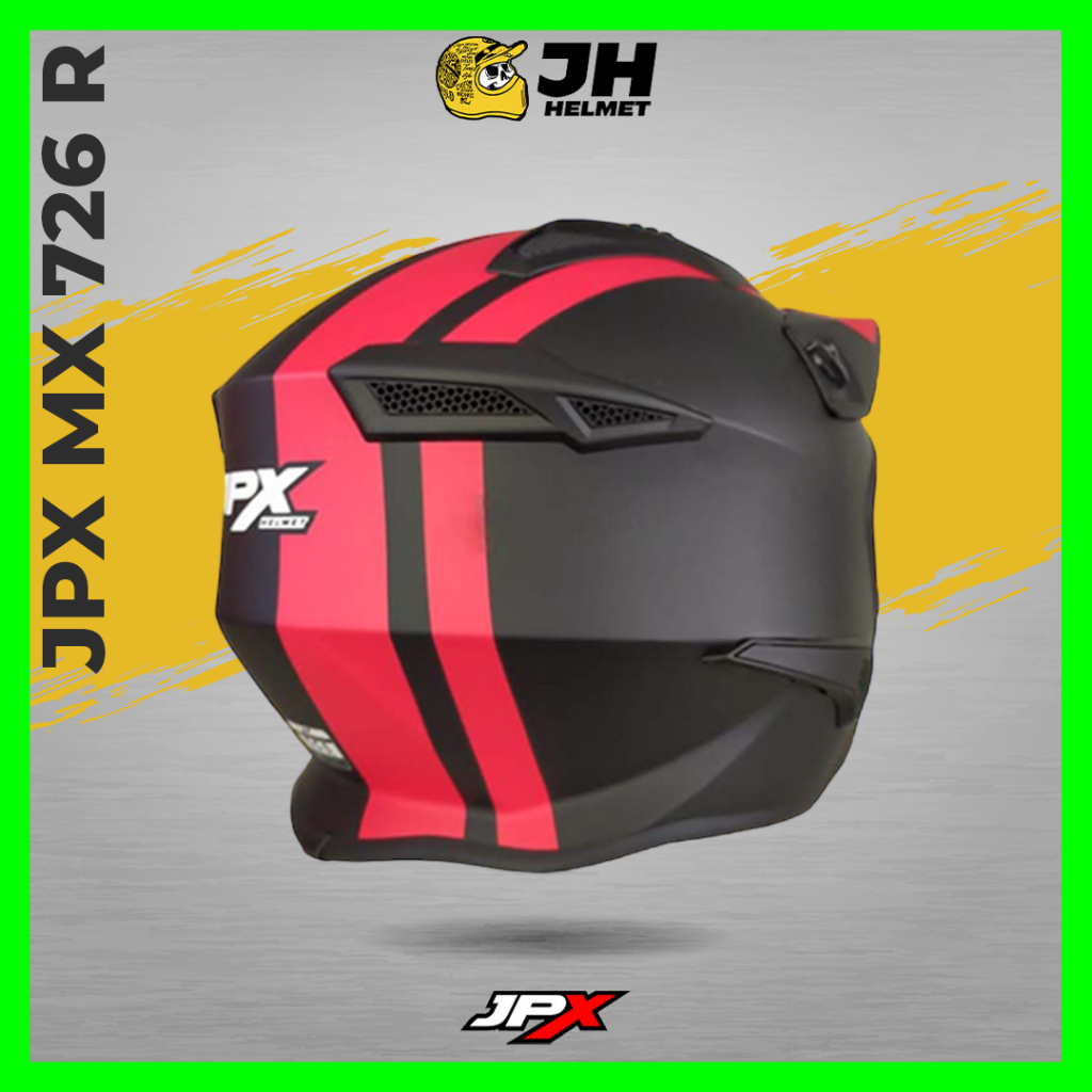 Helm JPX MX 726R MX04 Marz Black Doff Red | Helm Full Face | JUAL HELM