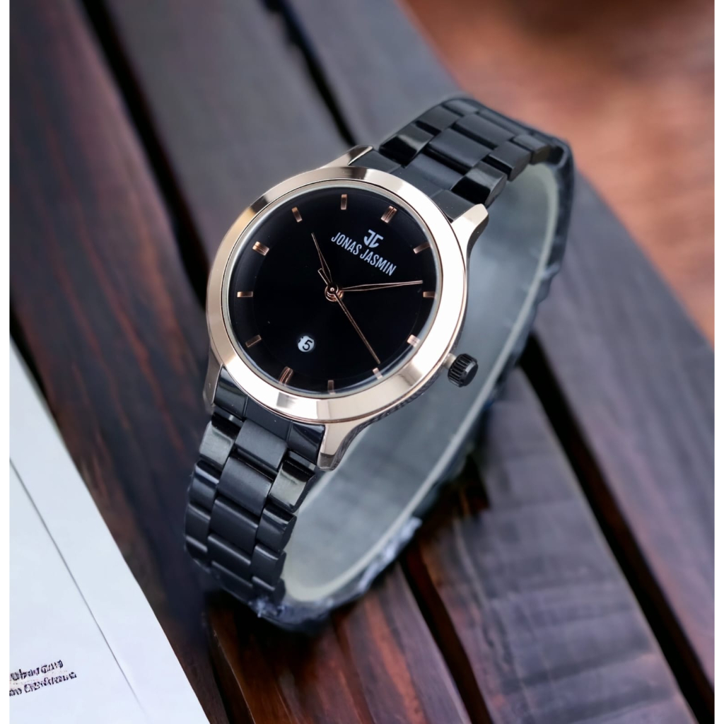 Jam Tangan Jonas Jasmin Original JJ-2220L Waterproof Strap Rantai Tanggal Aktif Dm 3.5