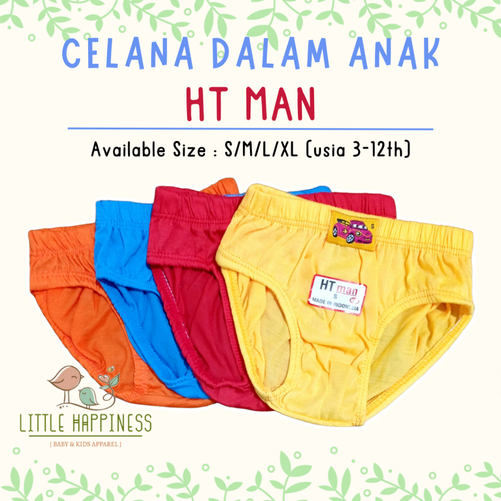 3 PCS HT MAN Celana Dalam Anak Laki Laki Katun Halus Polos