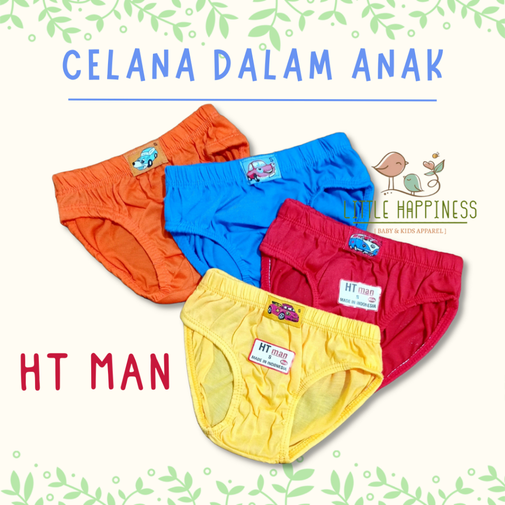 3 PCS HT MAN Celana Dalam Anak Laki Laki Katun Halus Polos