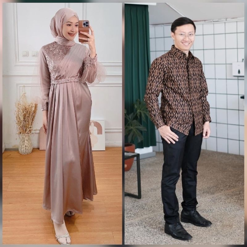 TERMURAH!!! Couple ADEVA DRESS BROKAT KOMBINASI / FASHION MUSLIM WANITA / GAMIS ADEEVA / BISA COD / ADA JUMBO / GAMIS KONDANGAN KEBAYA MODERN TERBARU