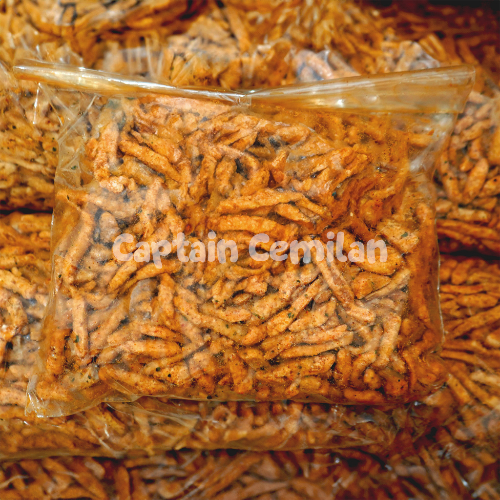 

1Kilogram Basreng Stik Pedas Gurih Daun Jeruk renyah kriuk baso goreng rempah 1KG Captain Cemilan