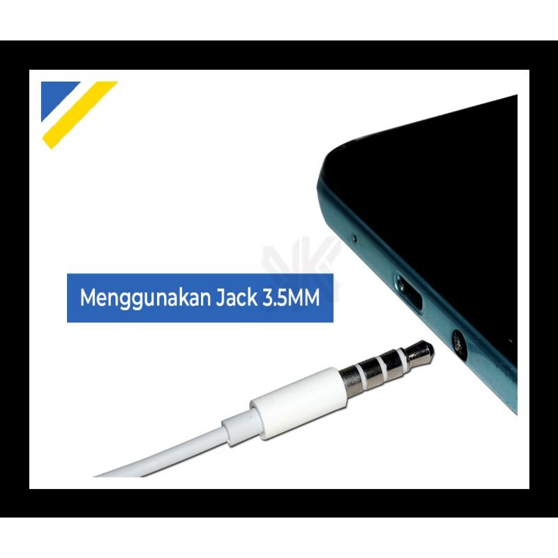 (GARANSI ORI 100% ) HEADSET HANDFREE EARPHONE ANDROID / IP ORIGINAL JACK 3.5 JERNIH DAN BASS