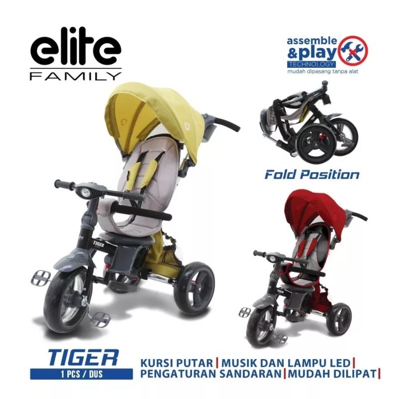 SEPEDA ANAK RODA 3 FAMILY ELITE TIGER BISA DI LIPAT