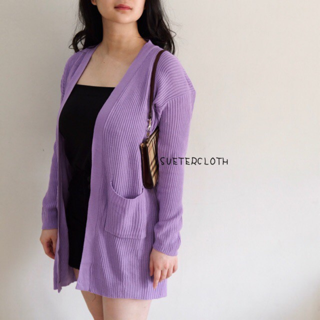 Tokomilkan - Cardigan Wanita Rajut Halus Long Cardigan BELLE OVERSIZE