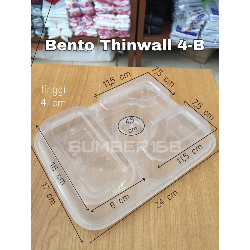 [25pcs] THINWALL BENTO SEKAT 4 BULAT DI TENGAH MODEL DOME