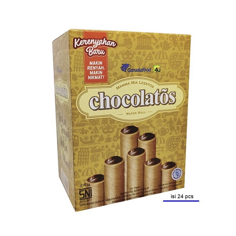 

Chocolatos 500 Wafer Stick Roll 1 box isi 24pcs @9gr Biskuit