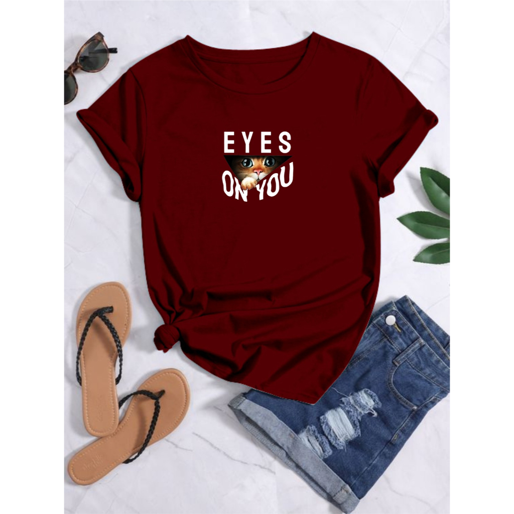 KAOS WANITA CAT KACAMATA DTF