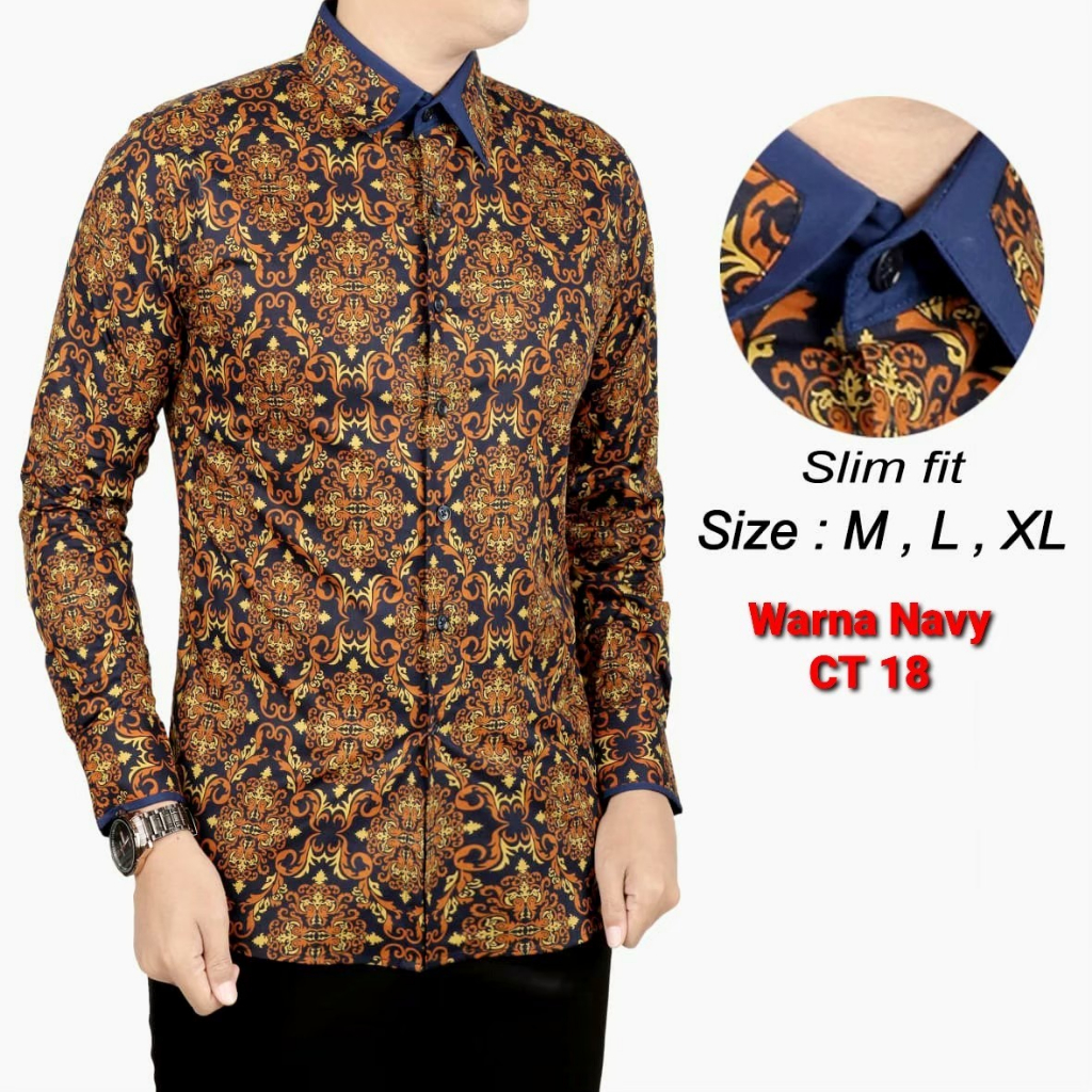 CBL 1103 HEM KEMEJA BATIK PRIA SLIM FIT LENGAN PANJANG COLIN DION