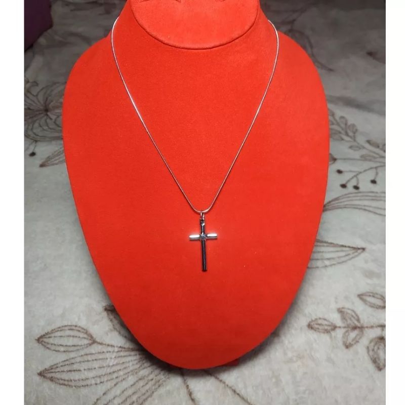 Kalung pria wanita dan anak anak salib baja putih original