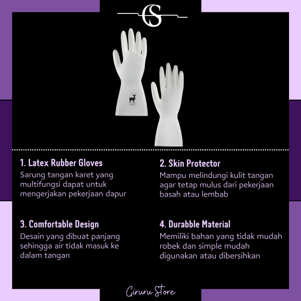 Sarung Tangan Karet Latex Cuci Piring Anti Air Panjang Serbaguna / Anti Virus Rubber Glove Waterproof / Sarung Tangan Karet Latex Cuci Piring Anti Air Serbaguna Rubber Gloves Sepasang / Sarung Tangan Cuci Piring Rubber Glove Karet Anti Air Panjang Clean