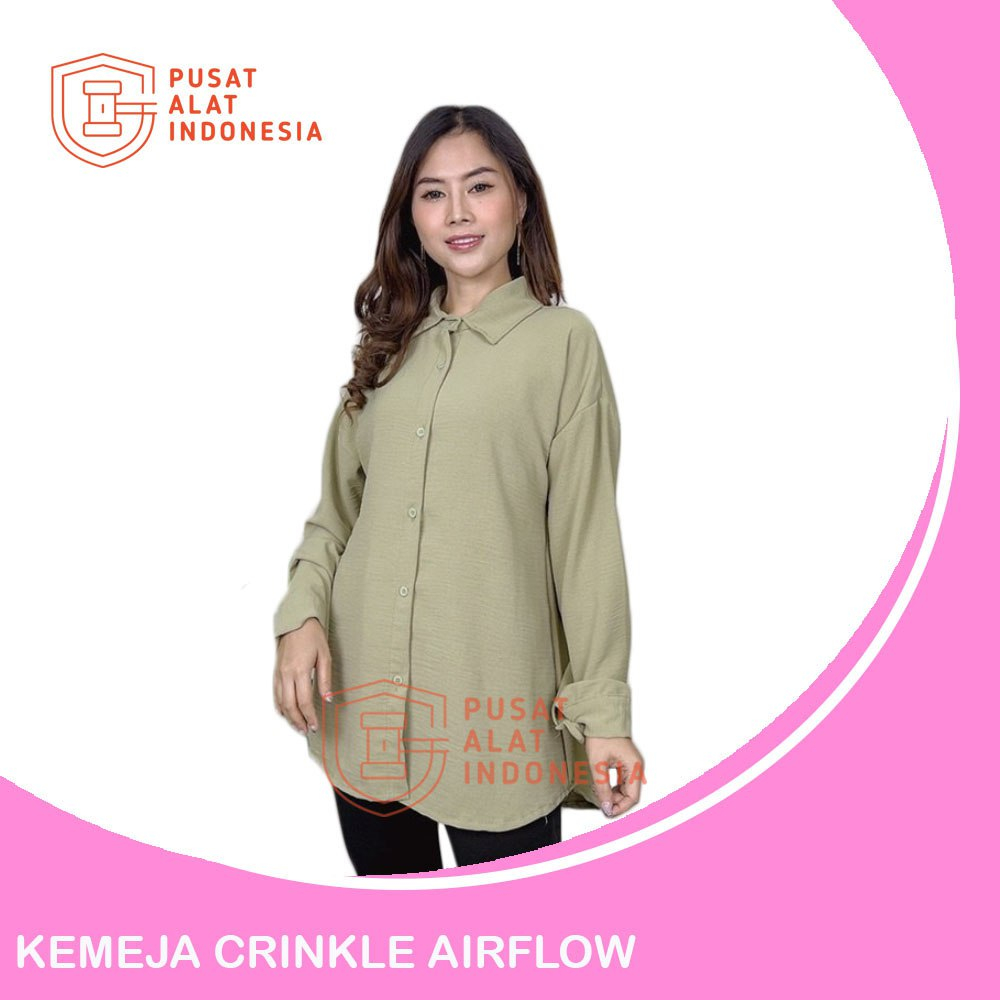 Atasan Wanita Kemeja Crinkle Airflow Anna Shirt Crincle Tanpa Saku KMJ07PA