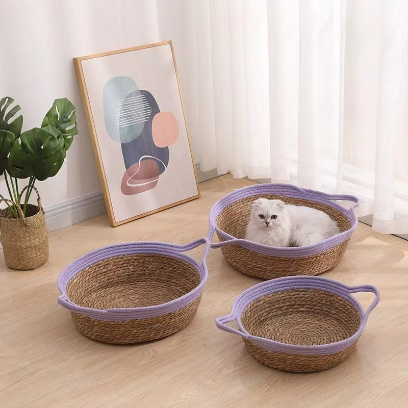 Petopedia Kasur Kucing Cat Bed Ranjang Kucing Rotan Organik 100% Katun Organic Cat Bed Nest Natural