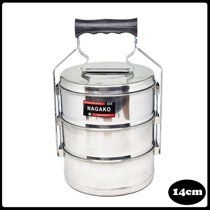 NAGAKO RT 1403 RANTANG DIAMETER 14 CM SUSUN 3 STAINLESS FOOD CARRIER