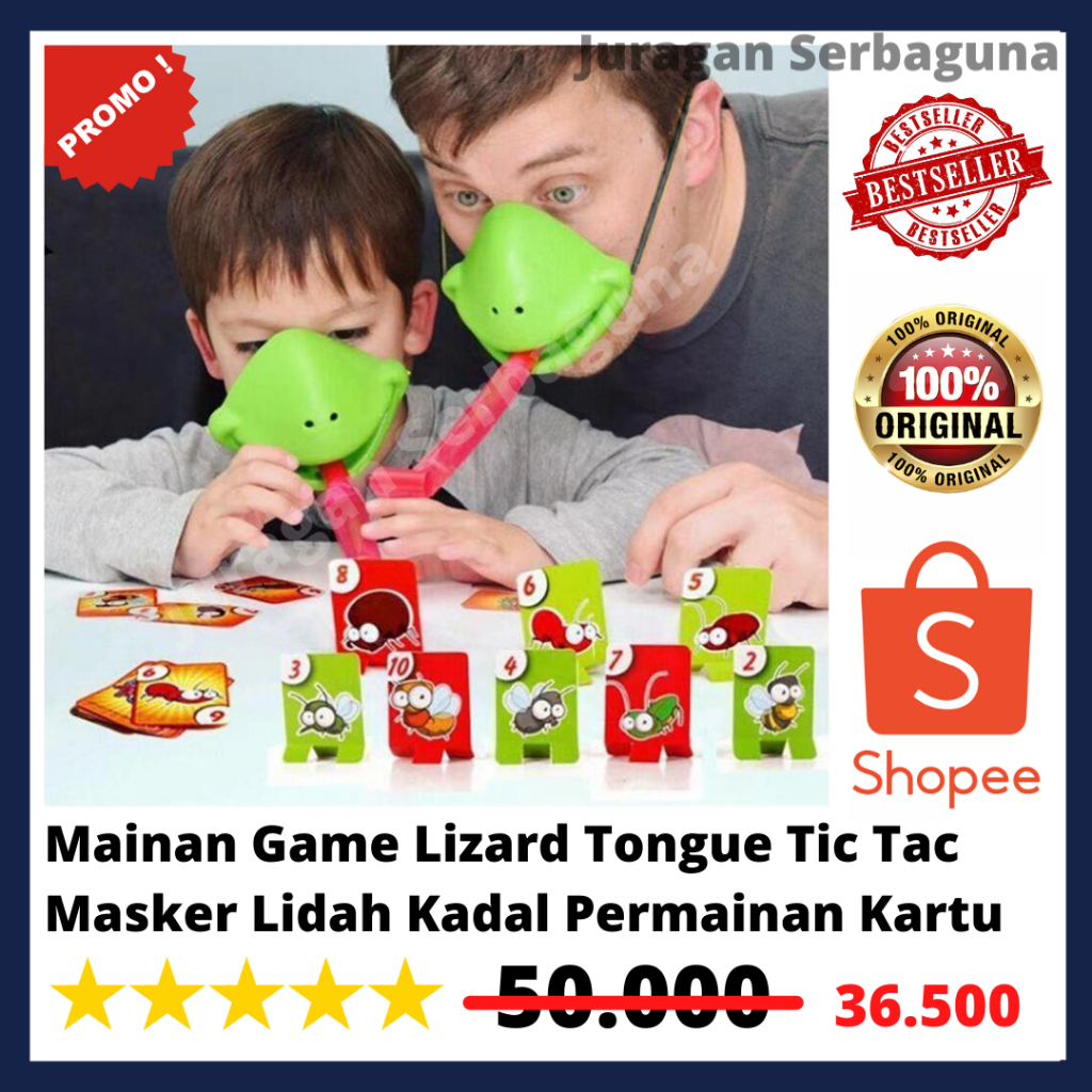 Mainan Game Lizard Tongue Tic Tac Masker Lidah Kadal Permainan Kartu