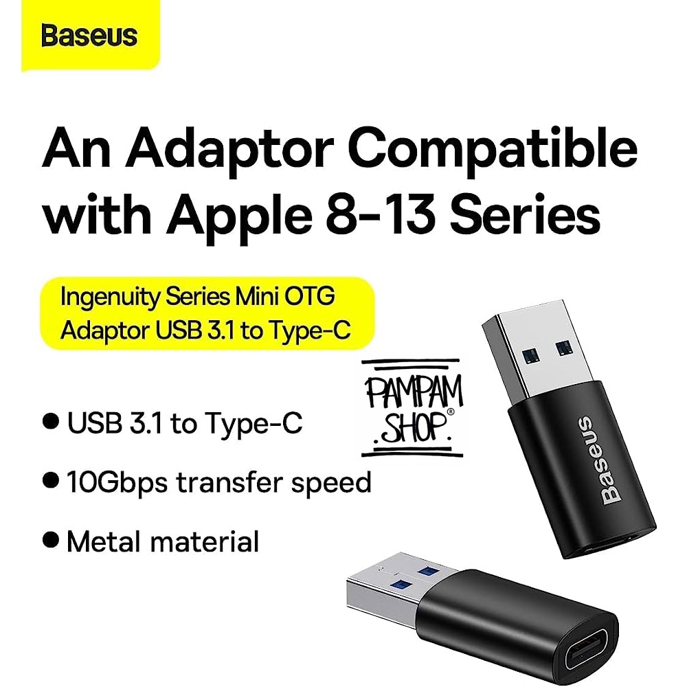 BASEUS ORIGINAL OTG Ingenuity Type C Female To USB A 3.1 Male Adapter Converter Adaptor Tipe C On The Go Iphone 12 13 Pro Max