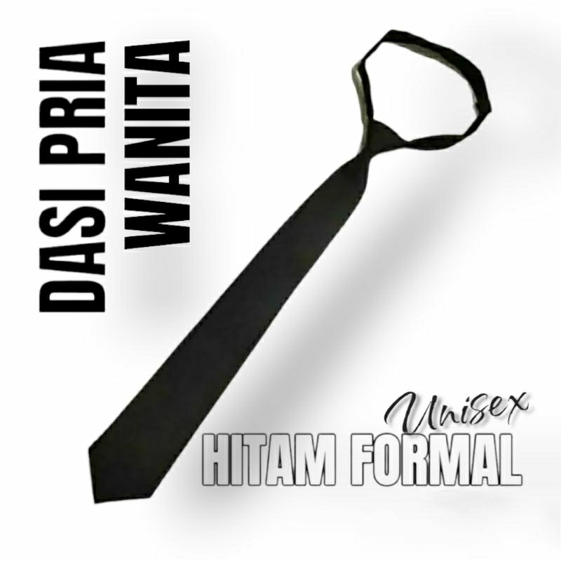 Dasi Hitam Instant Formal Hitam Polos Langsung Pakai Unisex Pria Wanita