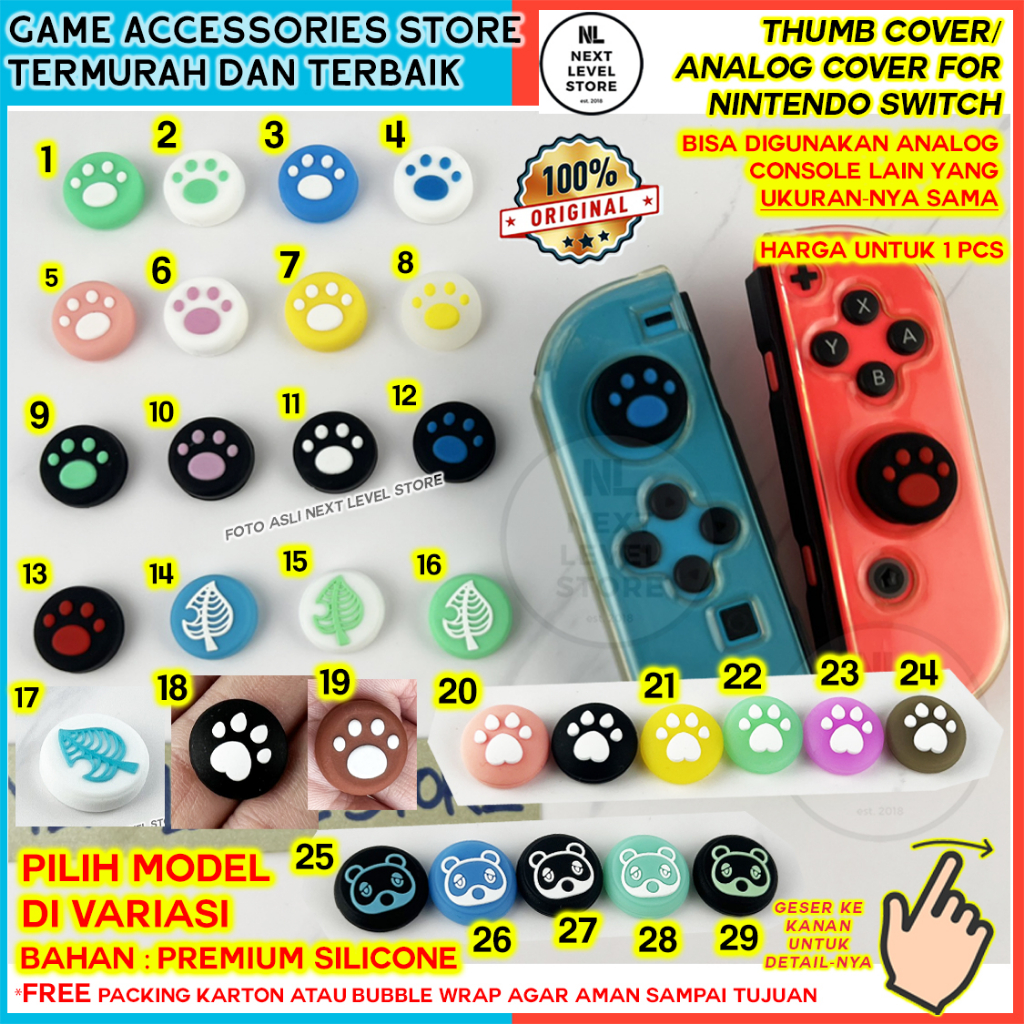 Analog Cap Thumb Grip Cover Caps Silikon Silicone Nintendo Switch Joycon Joy-Con - 1 pcs - Pilih Model di VARIASI