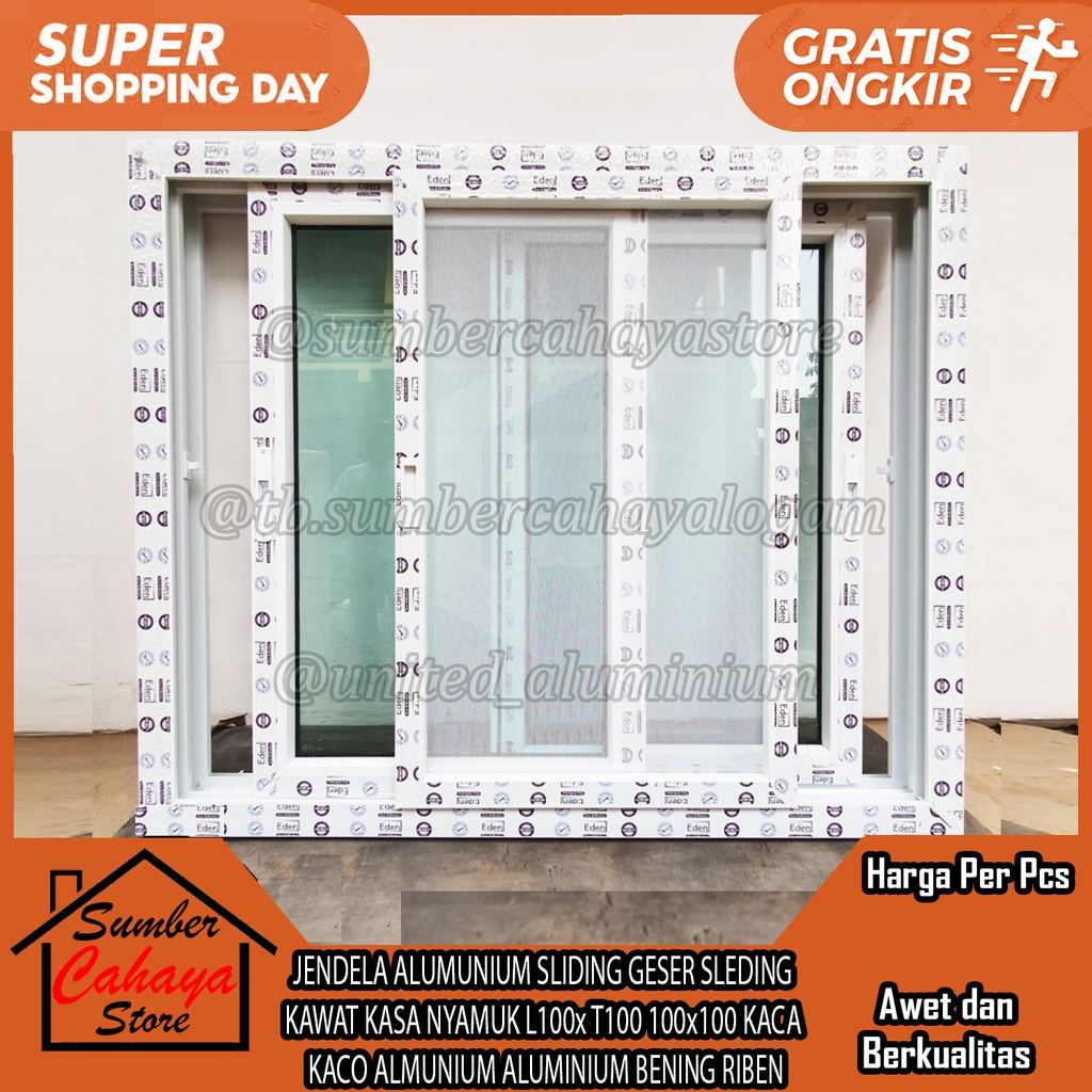 [Kargo] JENDELA ALUMUNIUM SLIDING GESER SLEDING KAWAT KASA KASSA NYAMUK L100x T100 100x100 KACA KACO