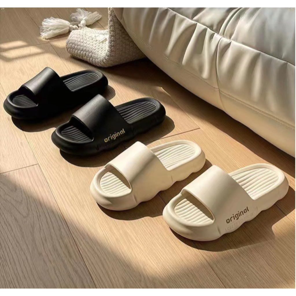 Sandal Slide Sandal Rumah Sandal Pria Sendal Slop Flat Empuk Elastis Cowok Sandal Karet