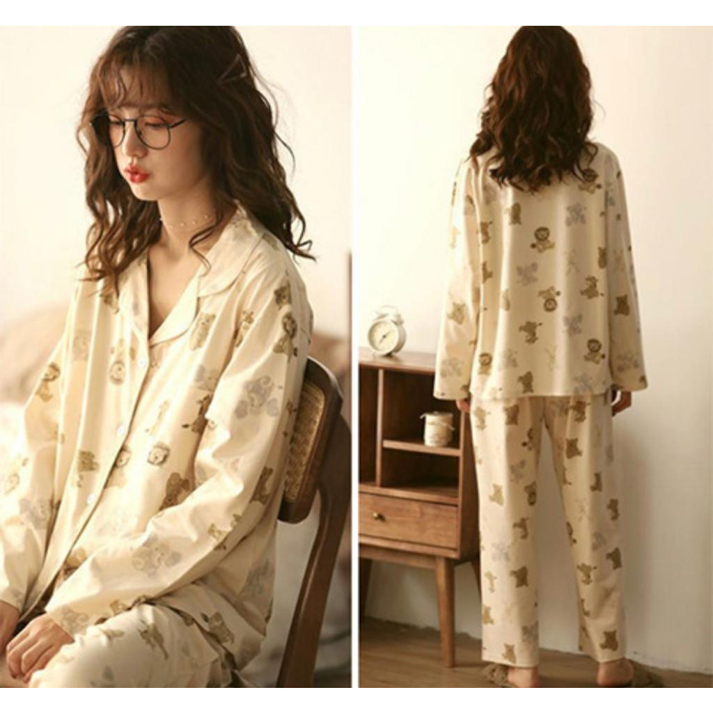 LEXJAKARTA B26 - BAJU TIDUR PIYAMA SET KEMEJA CP LENGAN PANJANG CELANA PANJANG IMPORT PIYAMA KEMEJA BAJU TIDUR WANITA