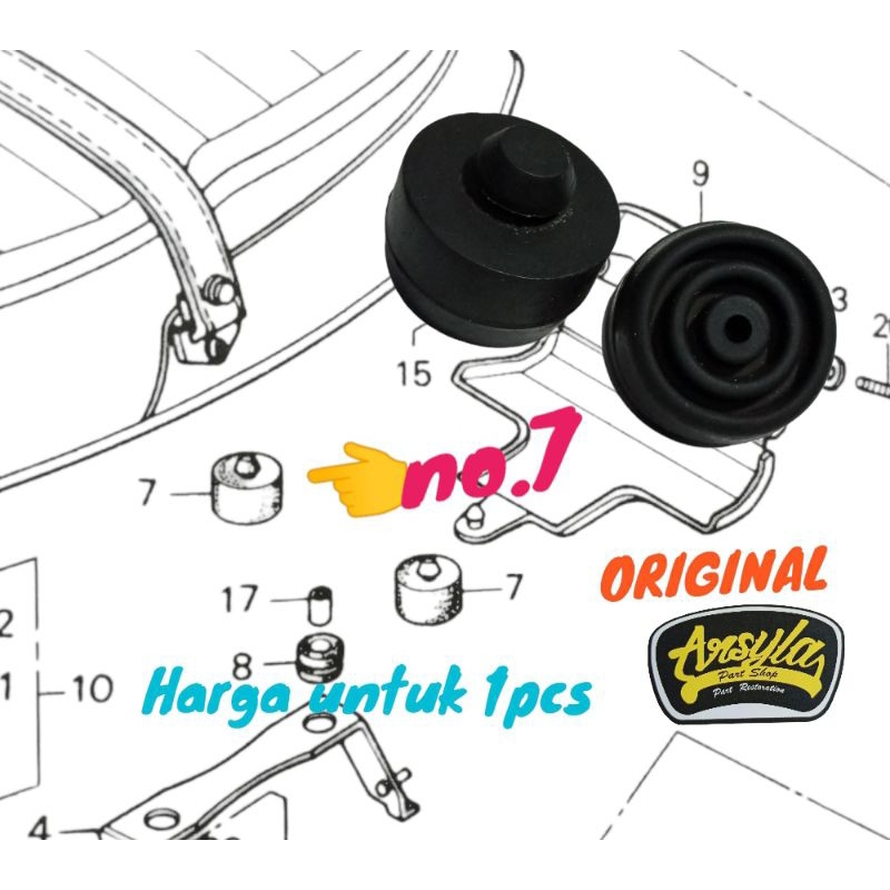karet jok Runner seat setting 77206-375-000 Honda gl100 gl125 gl 100 gln125 original