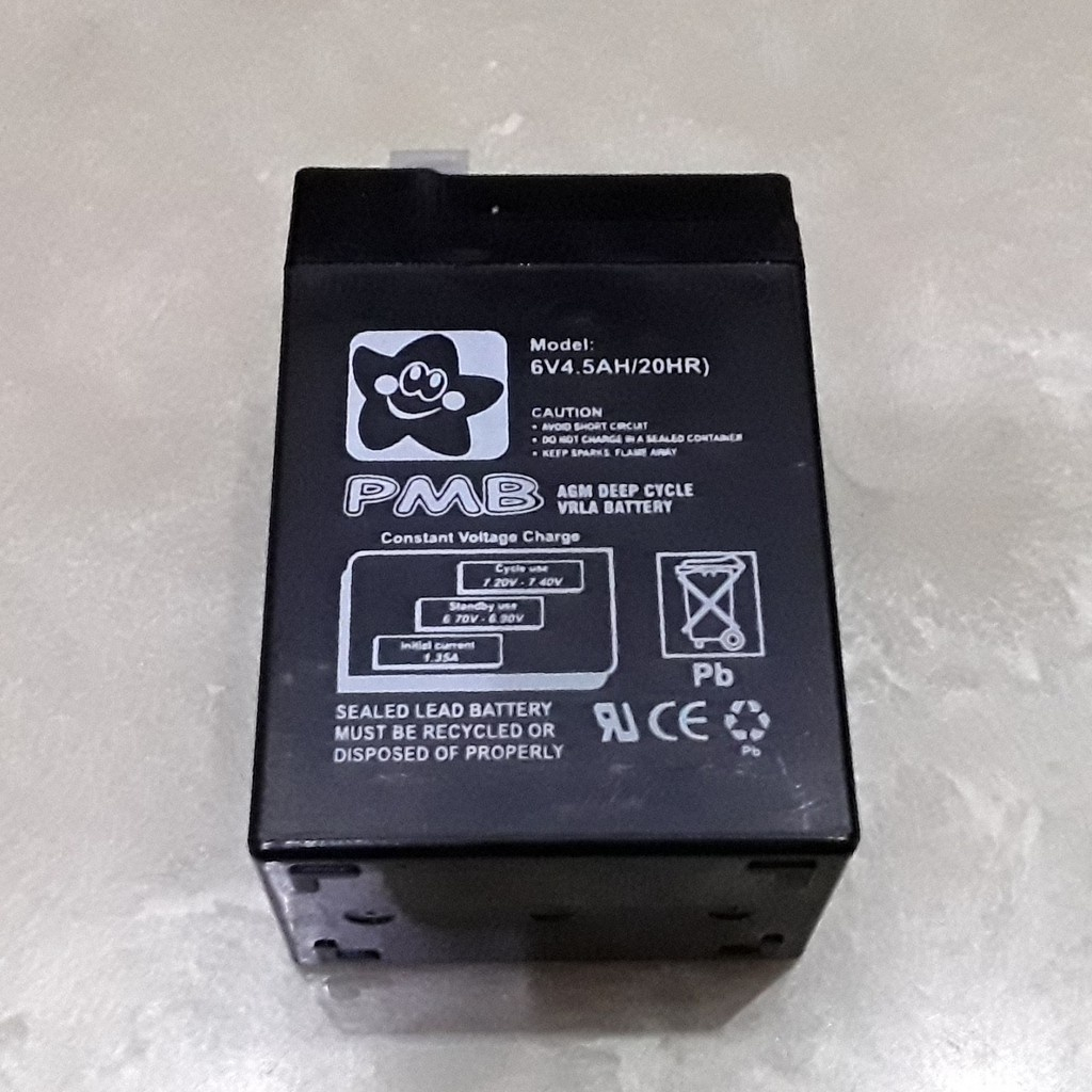 BATERAI AKI PMB ORIGINAL 6 VOLT 4.5 AH/20HR BATTERY AKI CASAN CHARGER