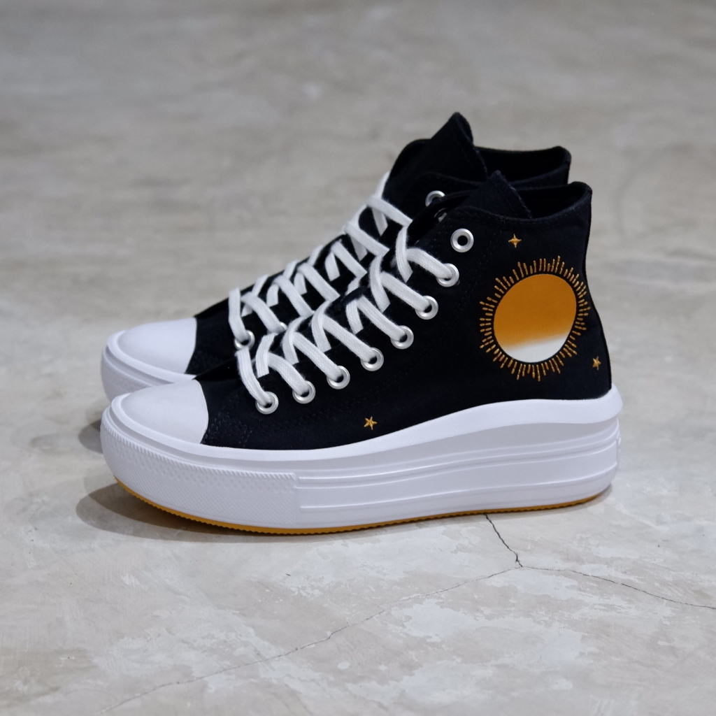 CONVERSE CHUCK TAYLOR ALL STAR HI MOVE BLACK WHITE ORANGE