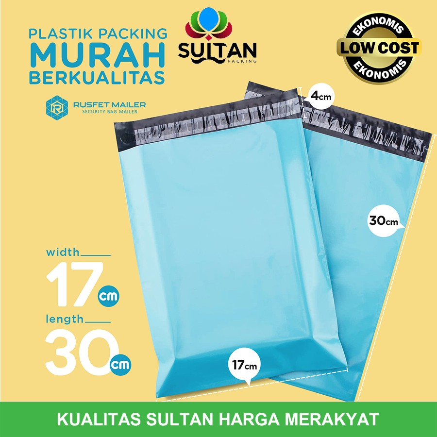 Plastik Polymailer Pack LOW COST BLUE Amplop Polimailer Rusfet 17x30cm