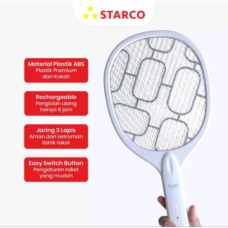 starco raket nyamuk rechargeable RN-889 mosquito