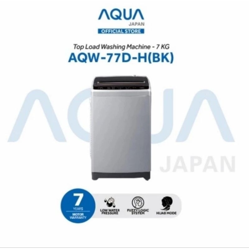 Mesin Cuci Top Load Aqua Sanyo AQW-77DH 7KG Silver Biru
