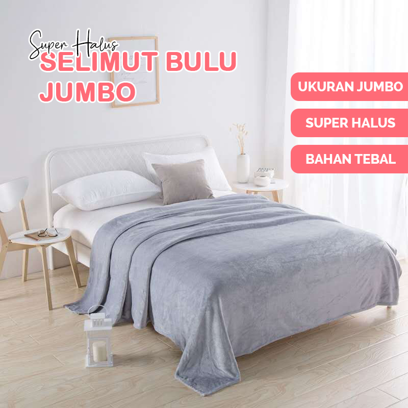 Selimut Bulu Jumbo Polos Super King Tebal Halus Lembut Ukuran 200x230cm Bahan Polyester Premium Perlengkapan Tidur Rumah Tangga Import Terbaru - CS - 88Blanketstore