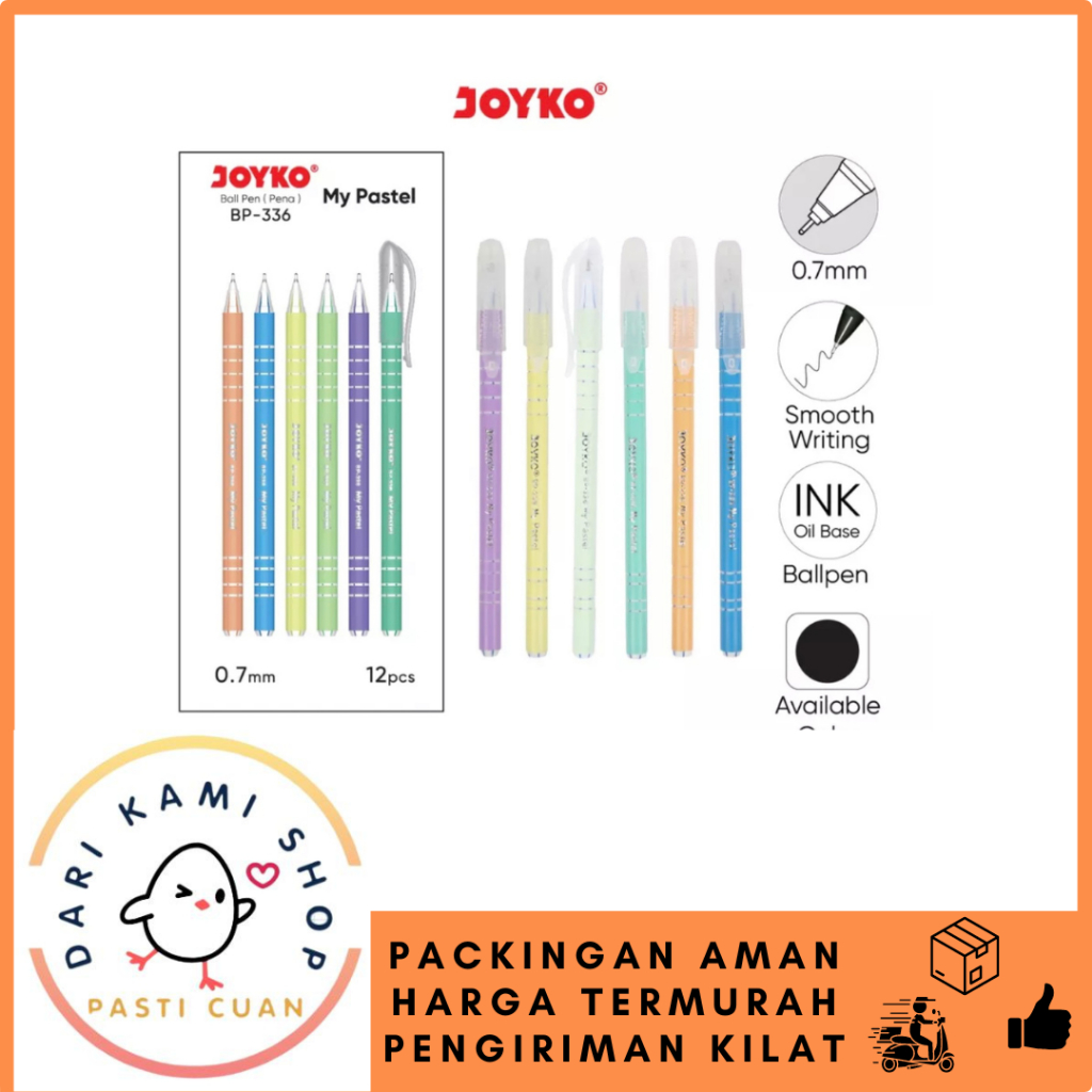 

JOYKO BALL PEN PULPEN PENA MY PASTEL BP-336 0.7mm / 1 BOX (12 PCS)