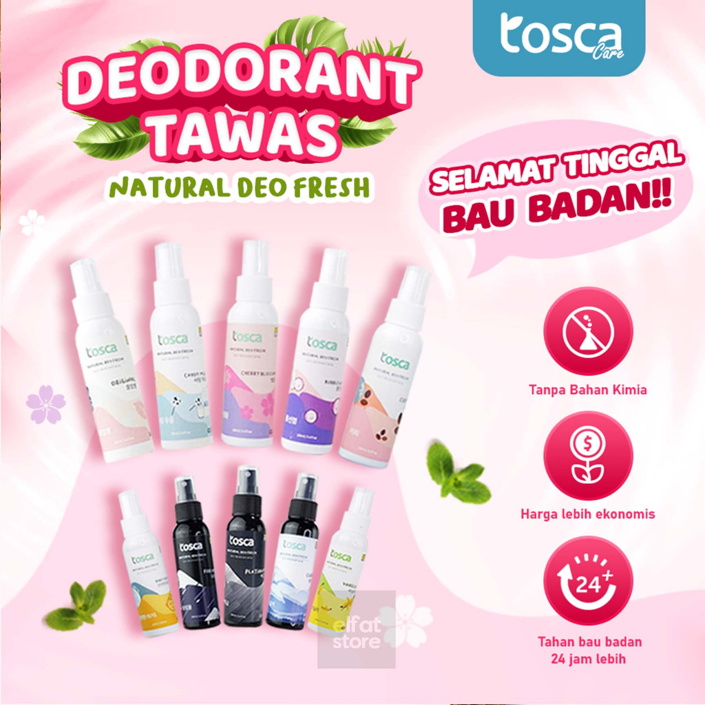 TOSCA Deodorant Spray 100 ml Natural Deodorant Tawas Cair Atasi Bau Ketiak 100% Non Alkohol