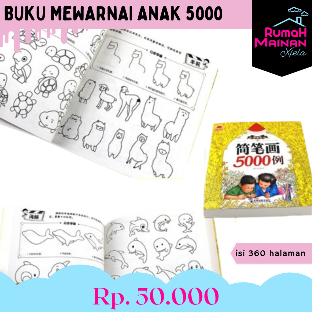 [RMX] BUKU MEWARNAI ANAK 5000 - MAINAN BUKU AKTIVITAS GAMBAR MEWARNAI