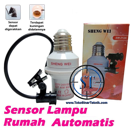 Photocel Fitting Lampu Otomatis / Automatis Sensor Cahaya E-27 Nyala Mati Fotocell Irit Listrik
