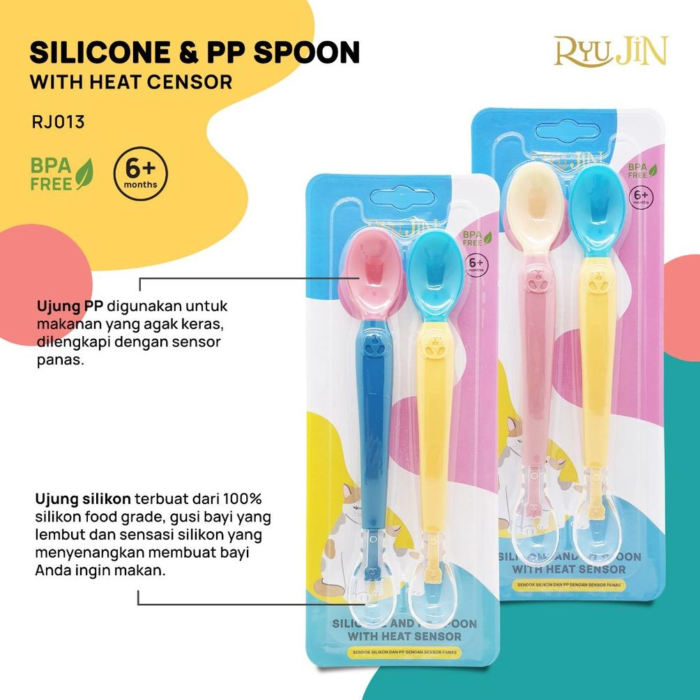 RYU JIN BABY FOLDABLE SPOONS SENDOK MAKAN 2 PCS RJ-008 / SENDOK SILIKON DAN PP RJ-013 / SENDOK SILIKON DENGAN KOTAK RJ-019 SENDOK MAKAN ANAK BAYI ISI 2 PCS