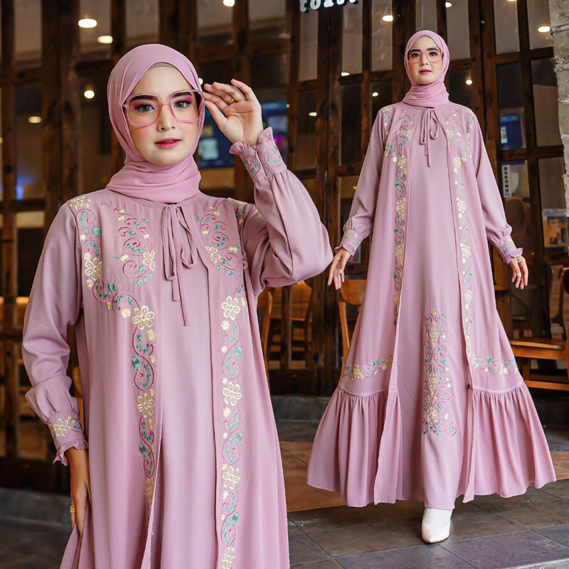 GAMIS FLORA DRES BORDIR MIX SERUTY MEWAH BY FADINDA