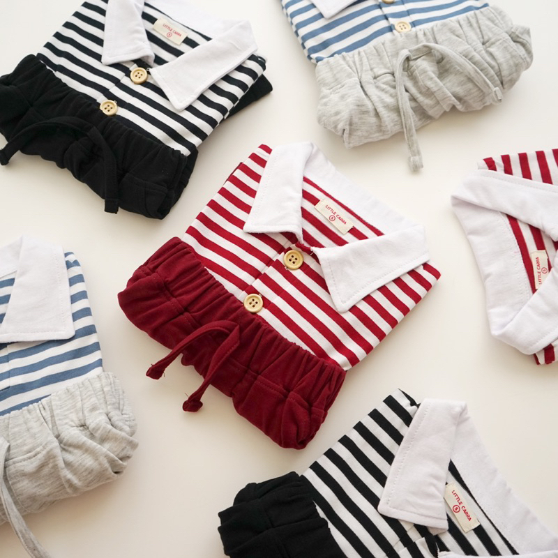 LINSKY BABY - Zed &amp; Zoe Set Setelan Anak Couple Stripe Little Carra