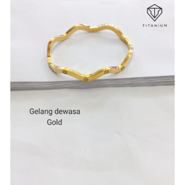 Gelang Titanium gelombang berlapis emas