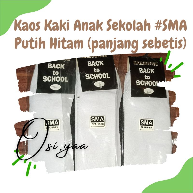 

Kaos Kaki Sekolah SMA Putih taplak Hitam (panjang sebetis)