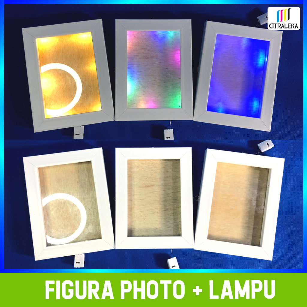 

Pigura/Frame/Bingkai Box 3D + LAMPU 5 warna Aesthetic Frame Pigura Scrapbook Mahar figura minimalis ukuran 5R