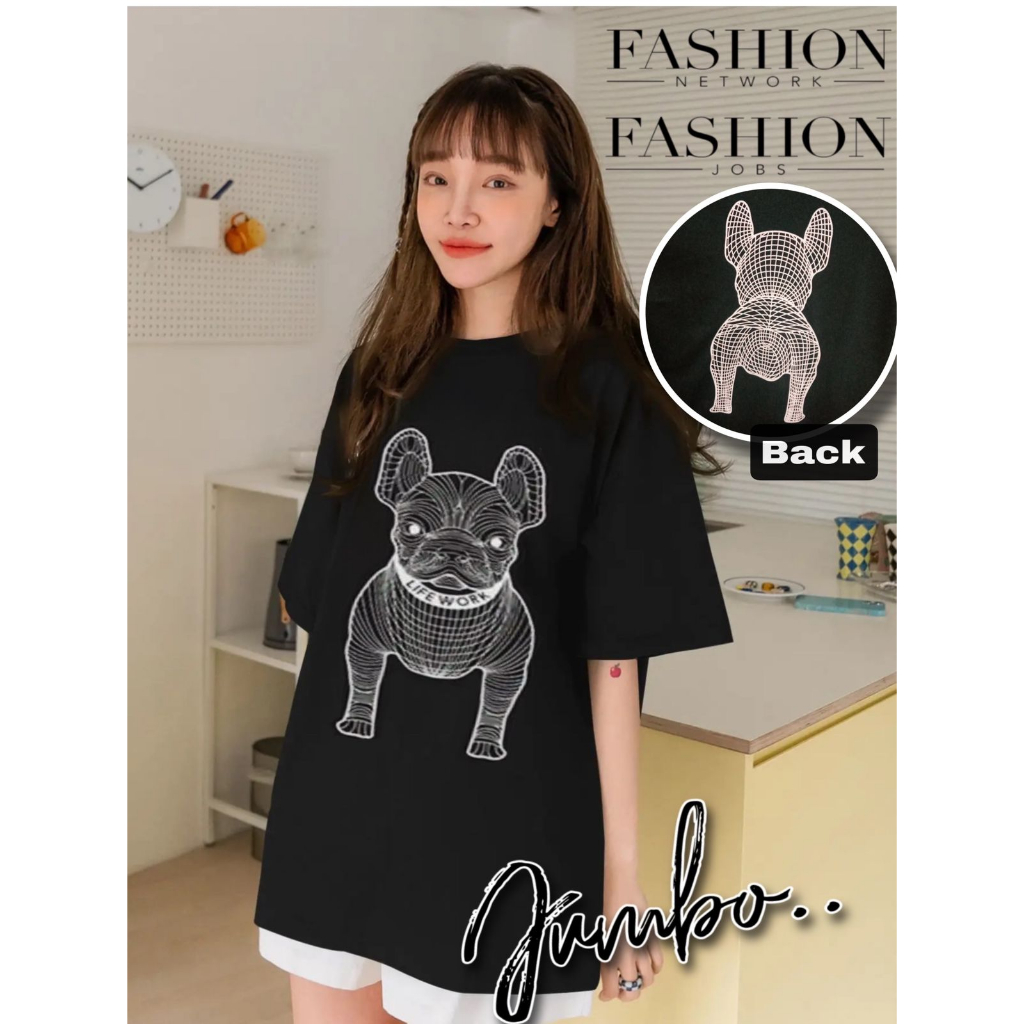 Damai fashion  -  baju atasan KAOS JUMBO wanita - big size WORK DOG - konveksi asli jumbo