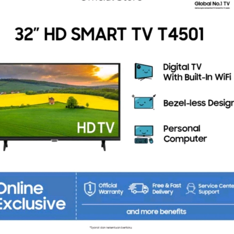 Samsung 32 Inch Smart TV Digital LED TV | 32T4501 | UA32T4501 | Browser/Netflix/YouTube | Garansi Re