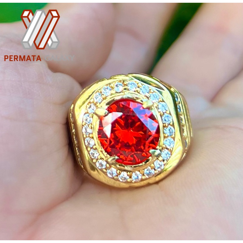 Cincin batu red garnet Full Cutting mewah