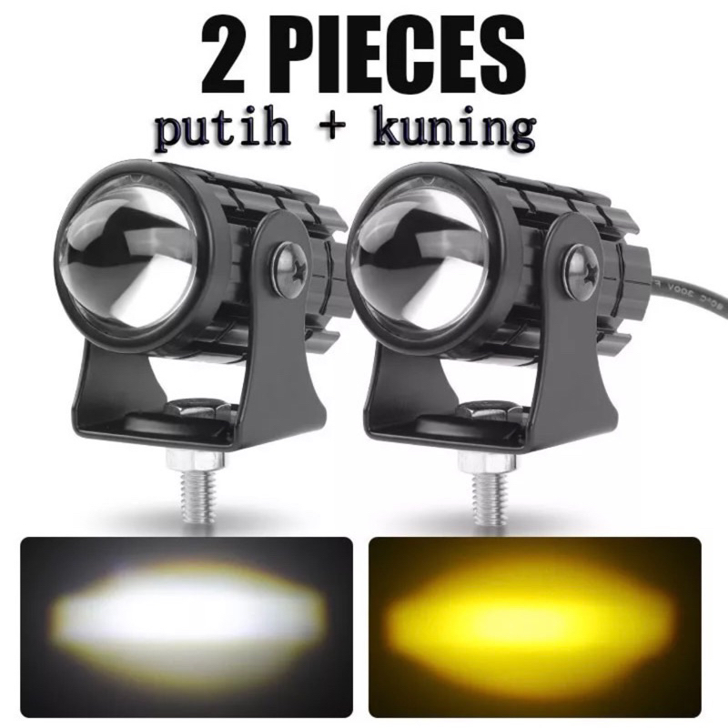 Headlamp Lampu Sorot Sepeda Motor Led Lampu Tembak Laser Led Mini 2 Warna - Lampu Tembak Sorot Foglamp Mini D2 Laser Super Terang universal all motor