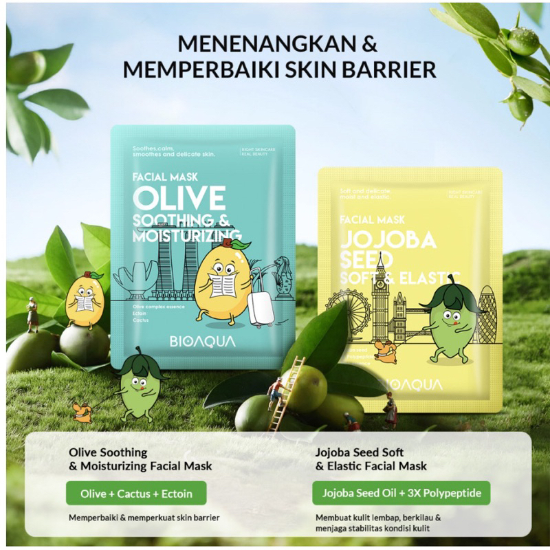 bgskinbukittinggi- BIOAQUA Sheet Mask Masker Wajah Biji Buah Face Mask 25ml | Memperbaiki skin barrier / Coffe Anti Oxidant