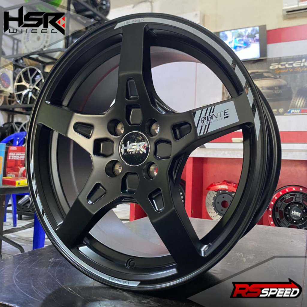 Velg HSR Pente Ring 15 Lobang 4 Pcd 4x100 Lebar 65 Inci Et 42 Rata Fender Cocok Di Mobil Brio Agya S
