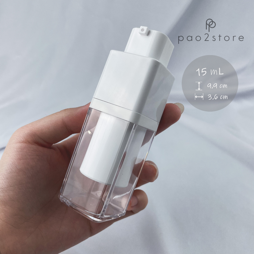 Botol TWIST Airless PUMP 15mL - Lotion / Serum Travel Size Vacuum Treatment - Kosmetik / Skincare / Sanitizer Kit - TWAP