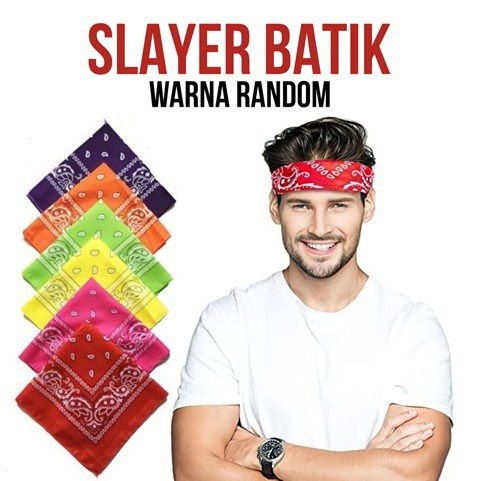 Slayer Bandana Scraft Multifungsi Slayer Segi Empat Pria Wanita Motif Batik Retro Headband